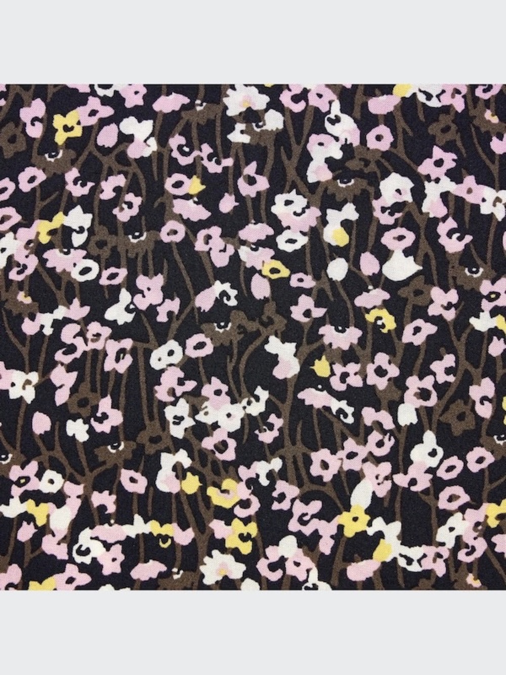 Uniqlo Rayon Floral Midi Dress Black Pink Tie Waist V Neck Button Front Small - Picture 10 of 16